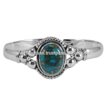 Blauer Kupfer Türkis Edelstein 925 Sterling Silber Armreif